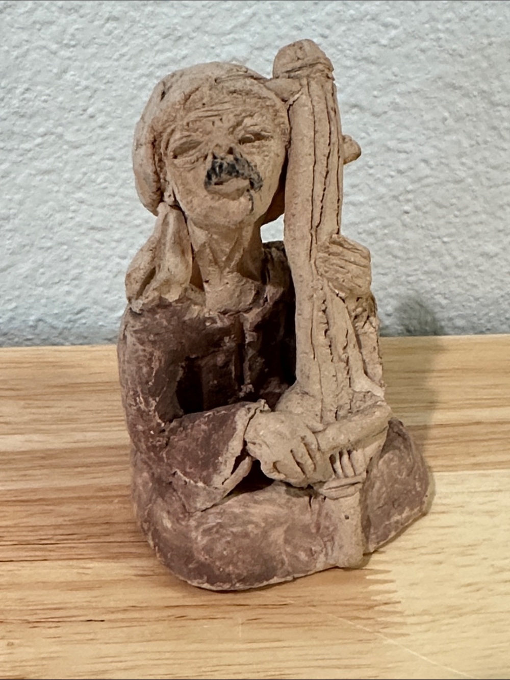Vintage Handmade Clay Musician Figurine | Folk Art Terracotta Statue